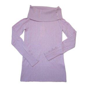 NWT Qi Cashmere Button Cowl Turtleneck in Lilac Purple Pullover Sweater XS